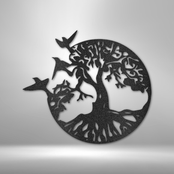 Take Flight Tree Steel Sign Laser Cut Powder Coated Home & Office Metal Wall Dec